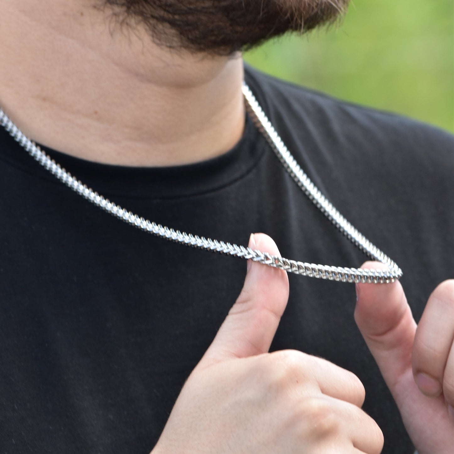 Cadena Franco Oro Blanco Hombre