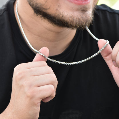 Cadena Veneciana Oro Blanco Hombre