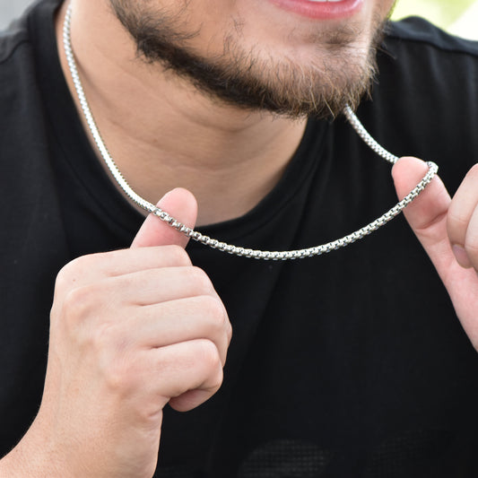 Cadena Veneciana Oro Blanco Hombre