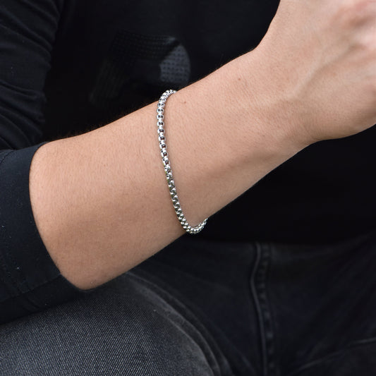 Pulsera Veneciana Oro Blanco Hombre