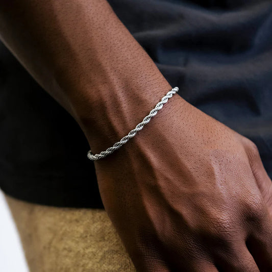 Pulsera Lazo Oro Blanco Hombre